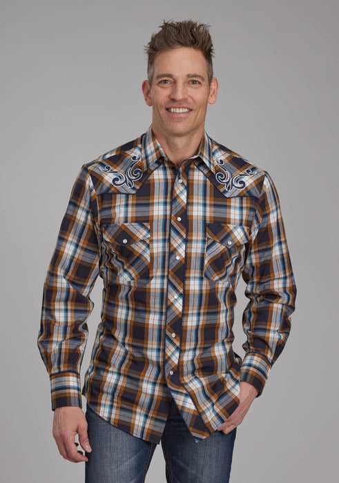 Men's Roper Plaid Long Sleeve Western Shirt