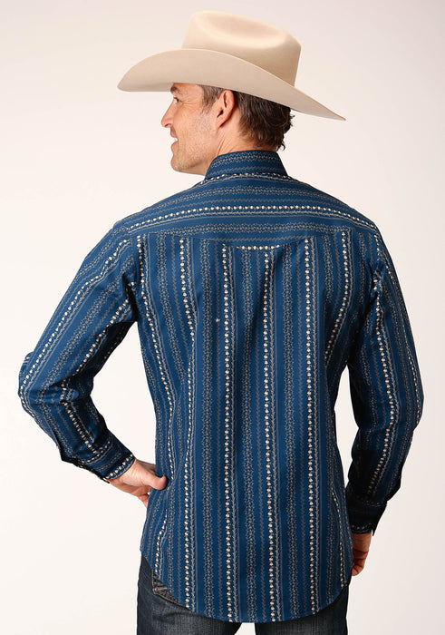 Men's Roper Navy & Khaki Floral Western Shirt