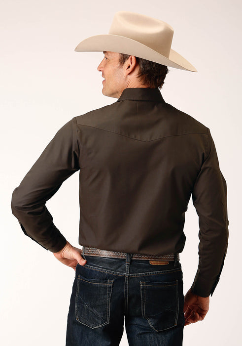 Men's Roper Solid Chocolate Brown Western Shirt