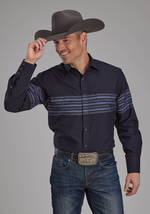 Men's Roper Border Strip Long Sleeve Western Shirt