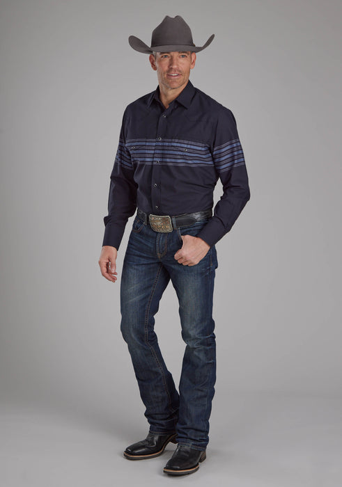 Men's Roper Border Strip Long Sleeve Western Shirt