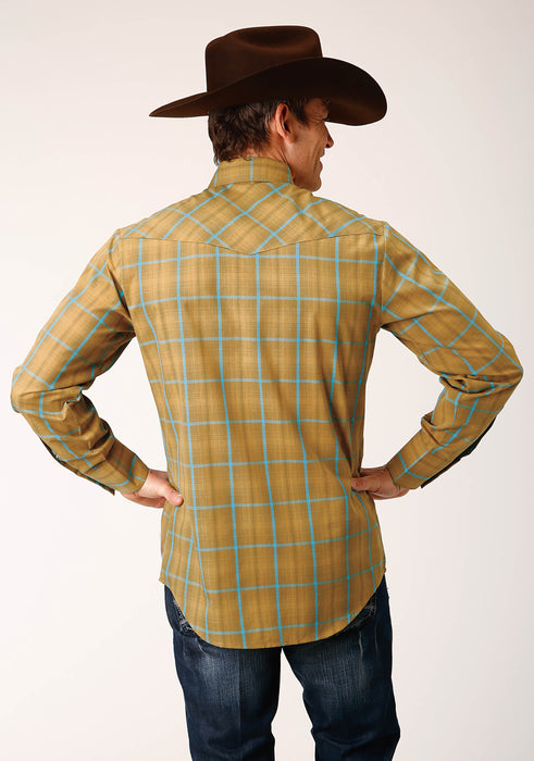 Men's Roper Butterscotch & Turquoise Plaid Western Shirt