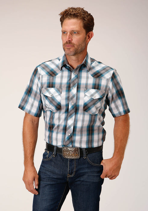 Roper Peacock Plaid Short Sleeve Shirt