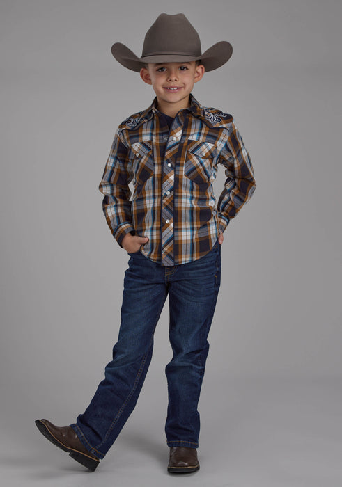 Boy's Roper Plaid Long Sleeve Western Shirt