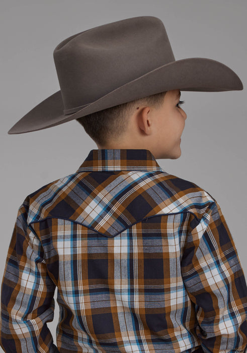 Boy's Roper Plaid Long Sleeve Western Shirt