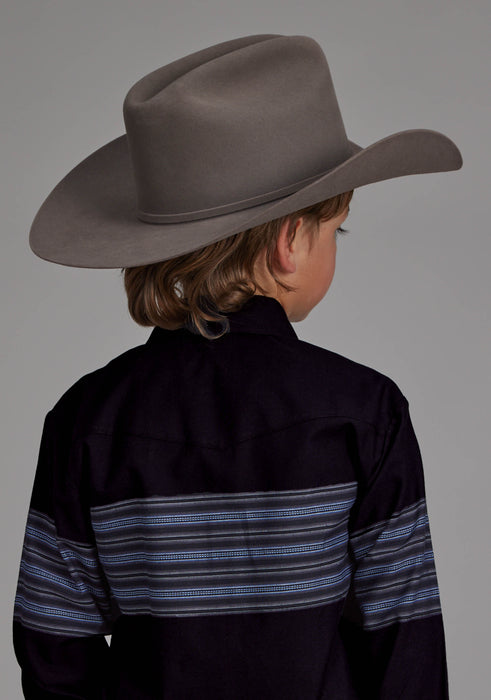 Boy's Roper Border Stripe Long Sleeve Western Shirt