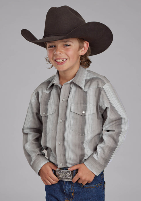 Boy's Roper Stripe Long Sleeve Western Shirt