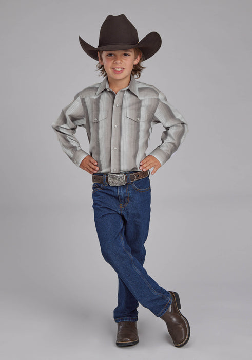 Boy's Roper Stripe Long Sleeve Western Shirt