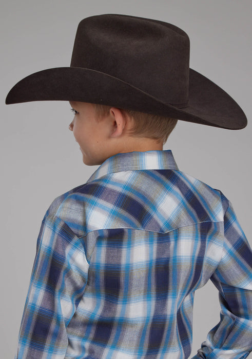 Boy's Roper Plaid Long Sleeve Western Shirt