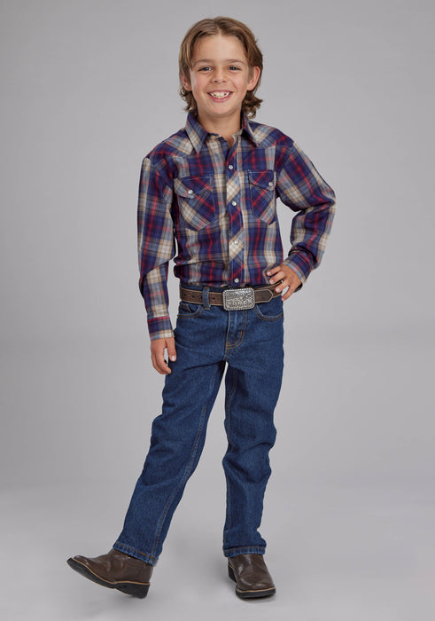 Boy's Roper Plaid Long Sleeve Western Shirt