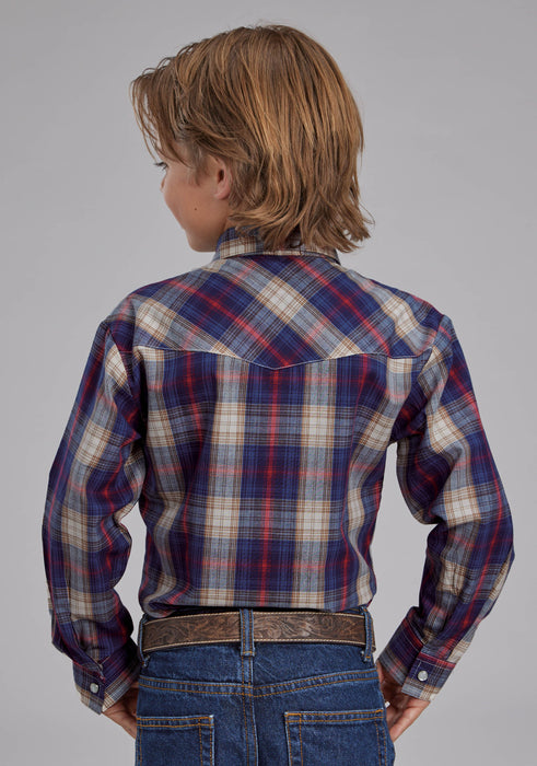 Boy's Roper Plaid Long Sleeve Western Shirt