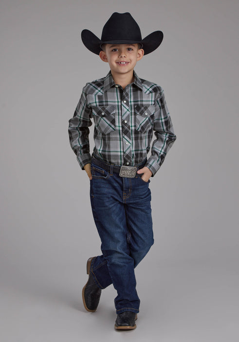 Boy's Roper Plaid Long Sleeve Western Shirt