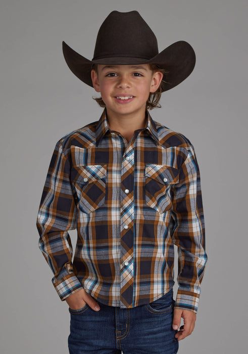 Boy's Roper Plaid Long Sleeve Western Shirt