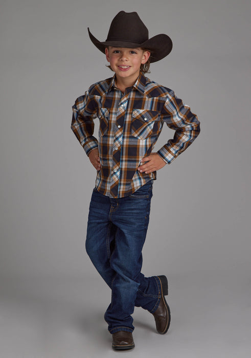 Boy's Roper Plaid Long Sleeve Western Shirt