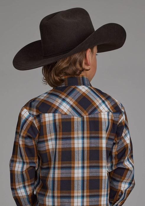 Boy's Roper Plaid Long Sleeve Western Shirt