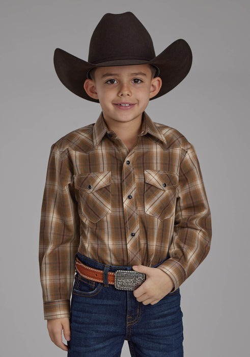 Boy's Roper Plaid Long Sleeve Western Shirt