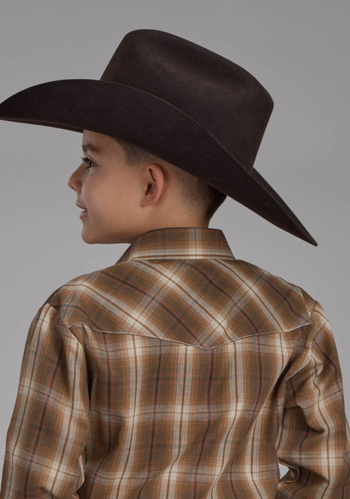 Boy's Roper Plaid Long Sleeve Western Shirt