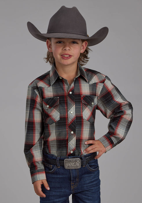 Boy's Roper Plaid Long Sleeve Western Shirt