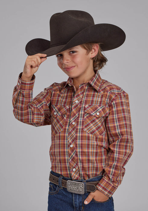 Boy's Roper Plaid Long Sleeve Western Shirt