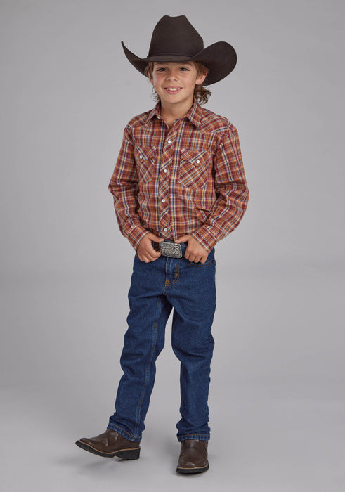 Boy's Roper Plaid Long Sleeve Western Shirt