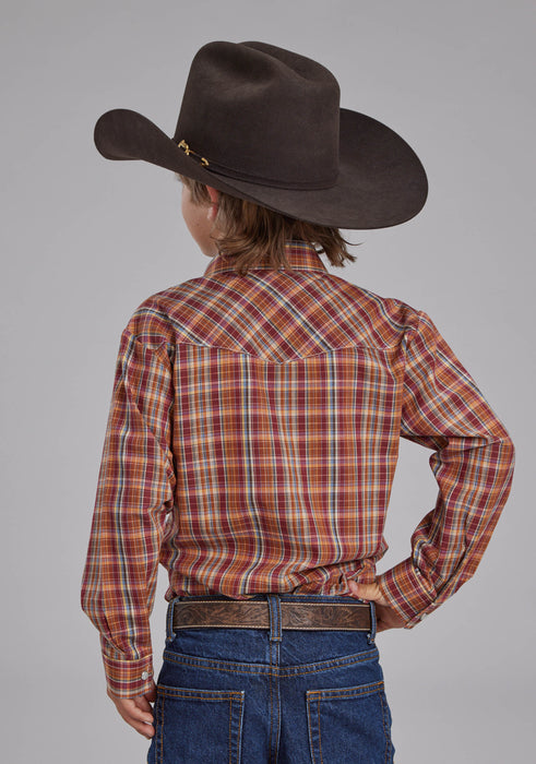 Boy's Roper Plaid Long Sleeve Western Shirt