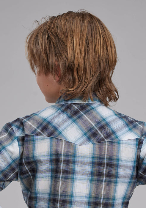 Boy's Roper Plaid Long Sleeve Western Shirt