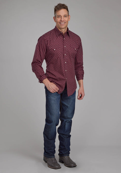 Men's Roper Maroon Long Sleeve Western Shirt