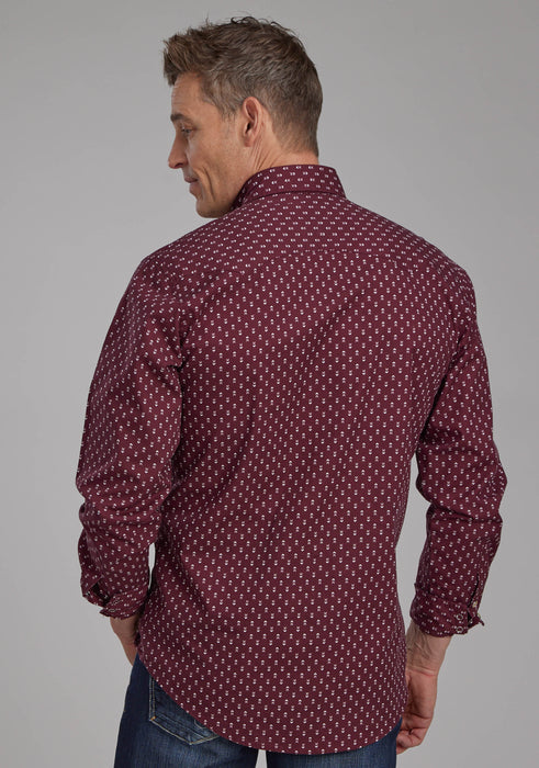 Men's Roper Maroon Long Sleeve Western Shirt