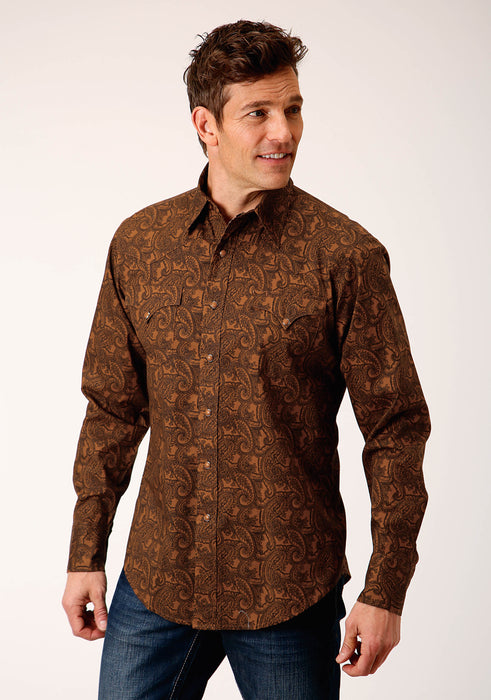 Men's Roper Brown Vintage Paisley Western Shirt