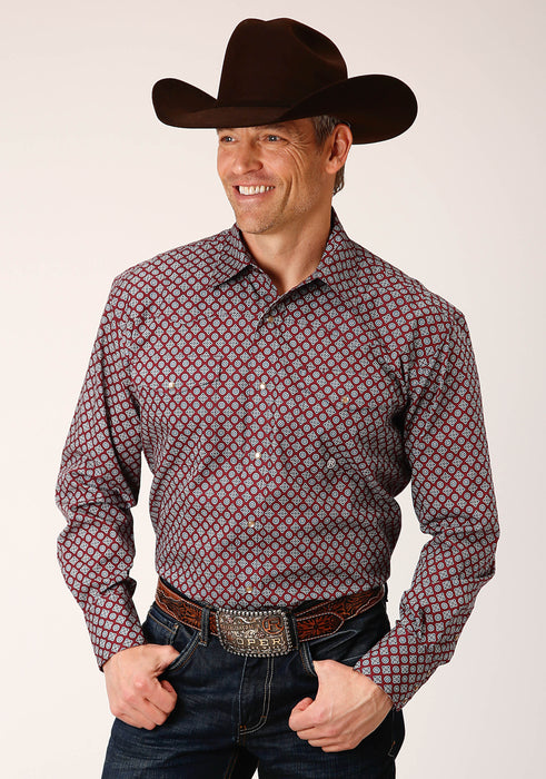 Men's Roper Classic Maroon Foulard Western Shirt