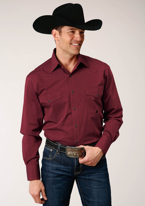 Men's Roper Solid Wine Western Shirt