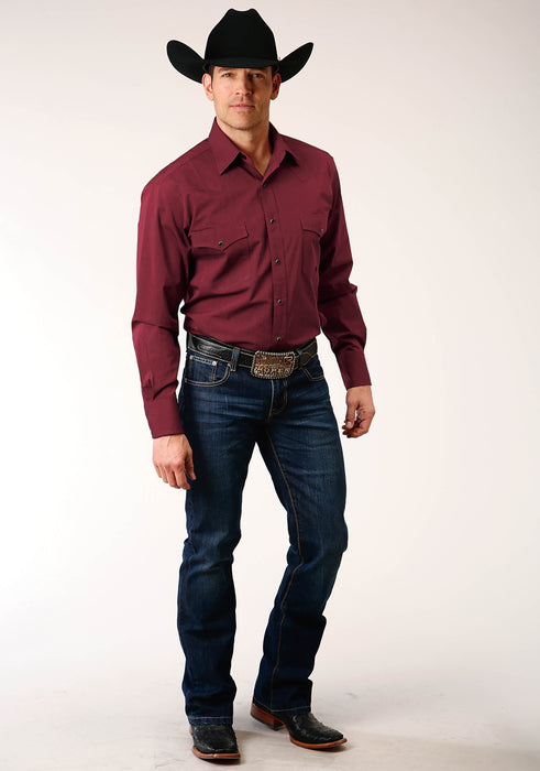 Men's Roper Solid Wine Western Shirt