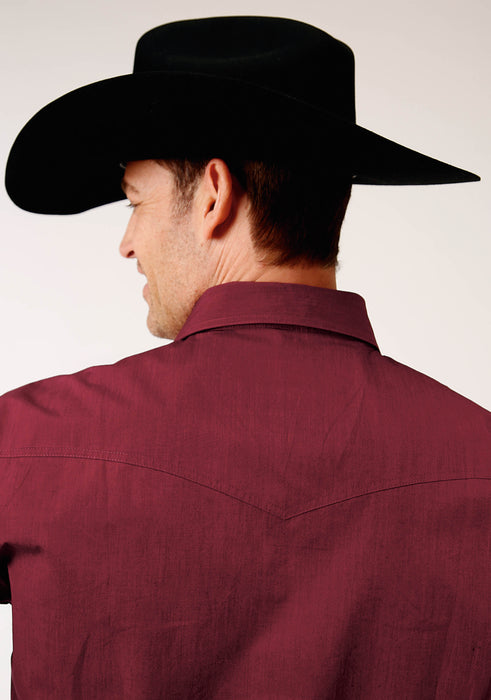 Men's Roper Solid Wine Western Shirt