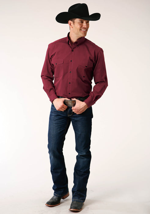 Men's Roper Solid Wine Western Shirt