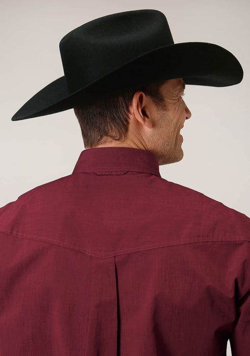 Men's Roper Solid Wine Western Shirt