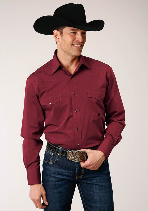 Men's Roper Solid Wine Western Shirt