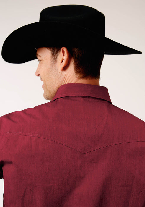 Men's Roper Solid Wine Western Shirt