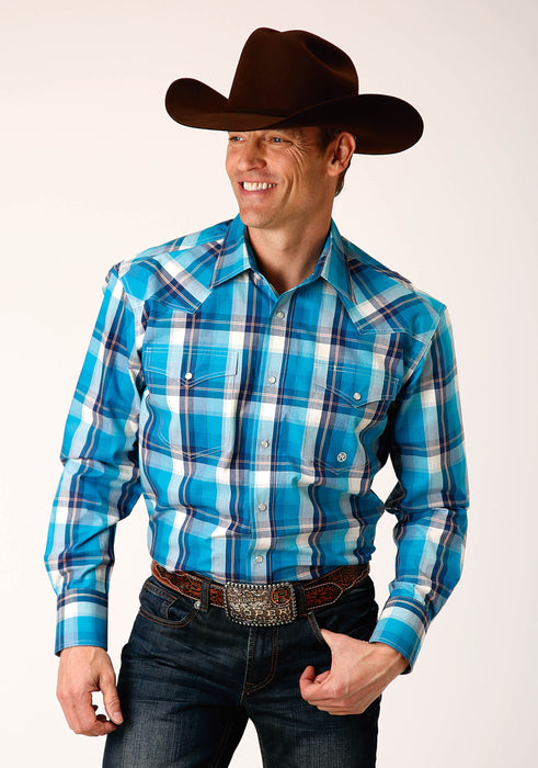 Men's Roper Blue Moon Plaid Western Shirt