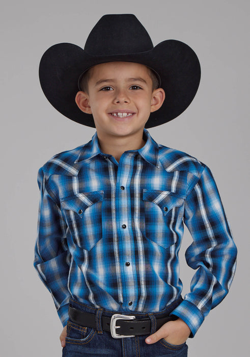 Boy's Roper Plaid Long Sleeve Western Shirt