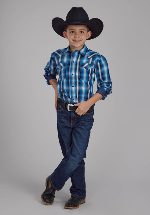 Boy's Roper Plaid Long Sleeve Western Shirt