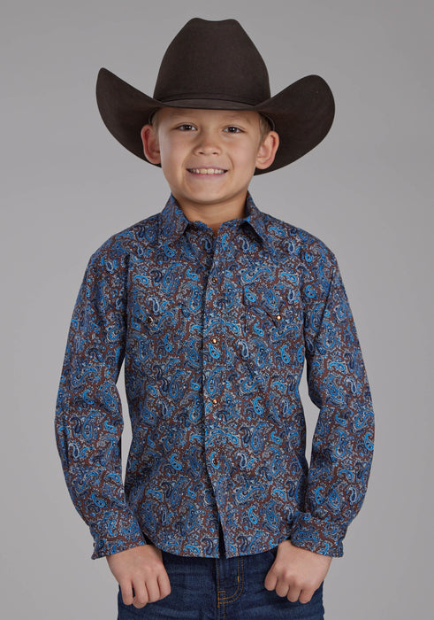 Boy's Roper Western Print Long Sleeve Shirt