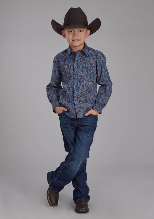 Boy's Roper Western Print Long Sleeve Shirt