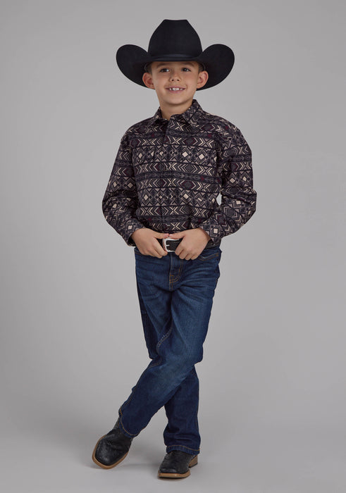 Boy's Roper Horizontal Aztec Long Sleeve Western Shirt