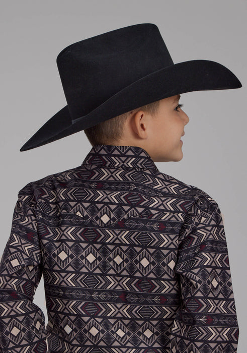 Boy's Roper Horizontal Aztec Long Sleeve Western Shirt