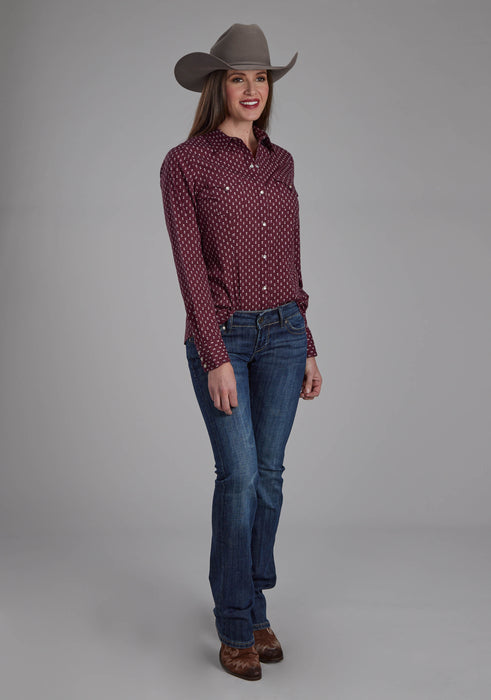 Women's Roper Maroon Long Sleeve Western Shirt