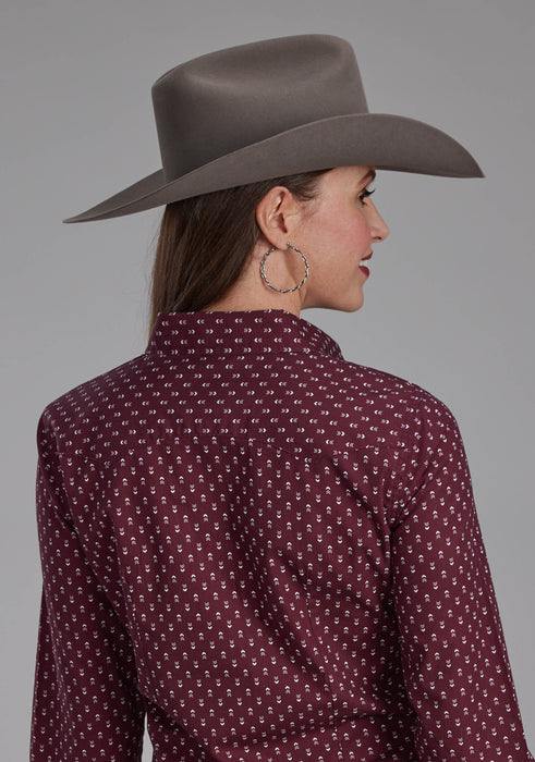 Women's Roper Maroon Long Sleeve Western Shirt