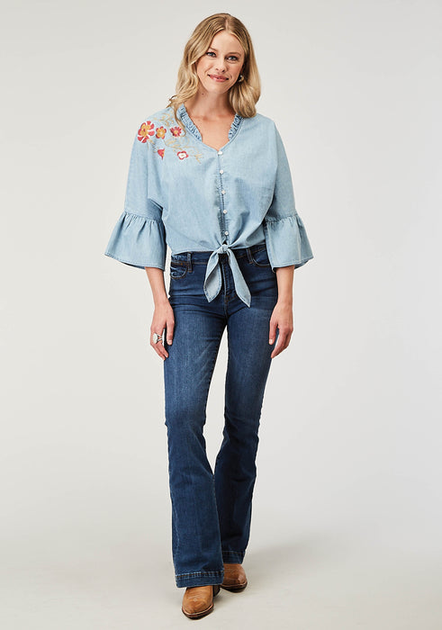 1999 LT BLUE COTTON DENIM BLOUSE