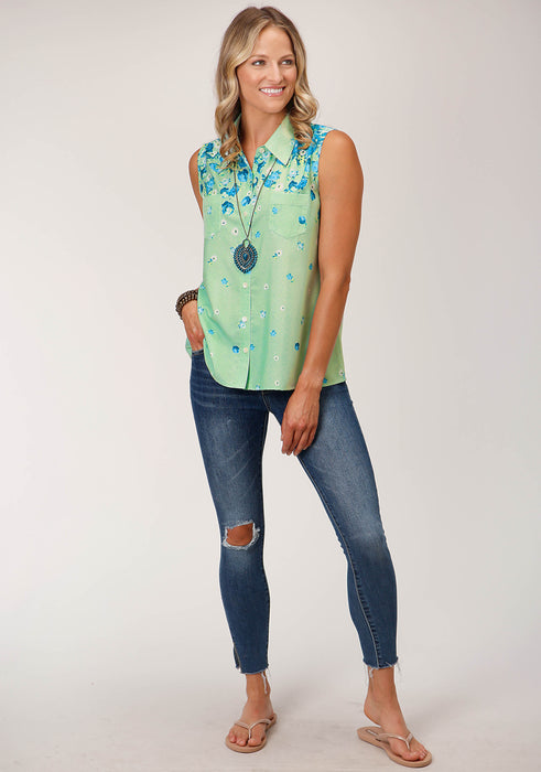 Roper Summer Floral Sleeveless Blouse