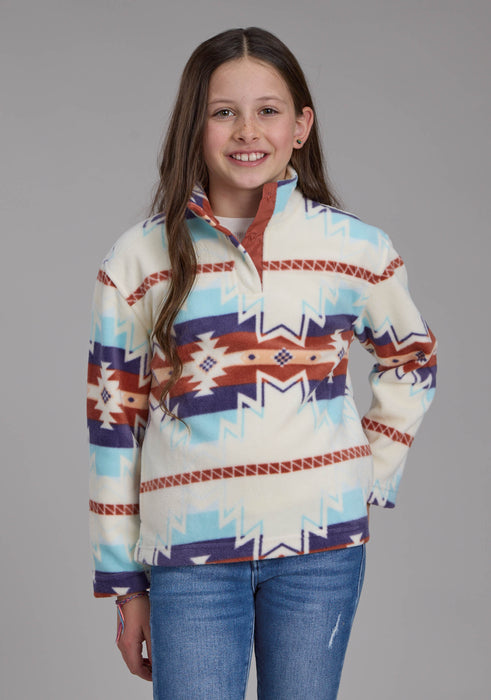 2322 LG CREAM AZTEC PRINTED FLEECE