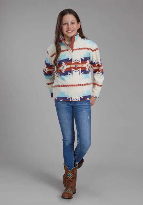 2322 LG CREAM AZTEC PRINTED FLEECE